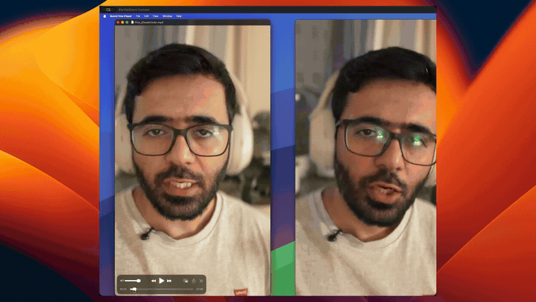 Before and after: the raw take beside the produced short